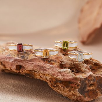 925 Sterling Silver Ring with Natural Peridot, Topaz, and Citrine Gemstones